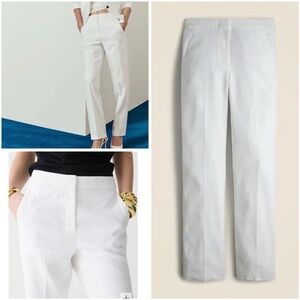 J. Crew Size 12 Ivory Kate Straight-Leg Pant Bi-stretch Cotton Blend Work Office
